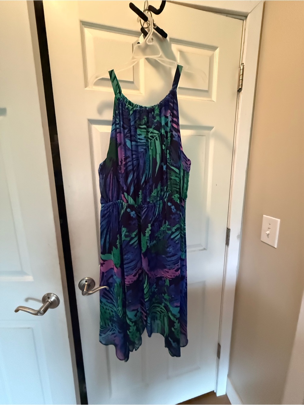 Lane Bryant Green, Blue & Purple Tropical Asymmetrical Dress